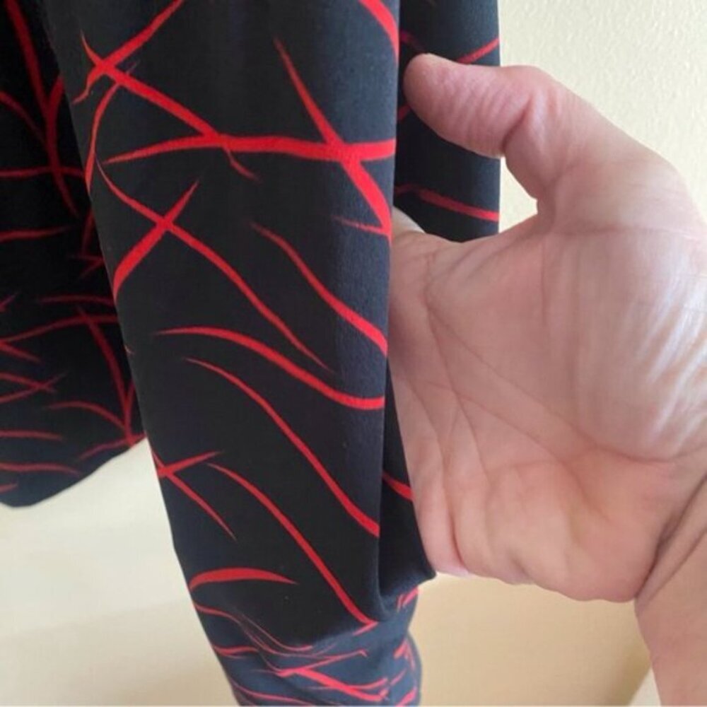 Ulla Popken Black Red Abstract Print Tunic Dress 3/4 Sleeve - Picture 7 of 14